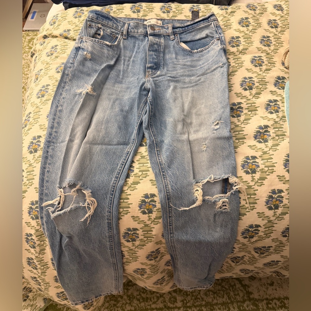 Zara Light Blue Distressed Jeans